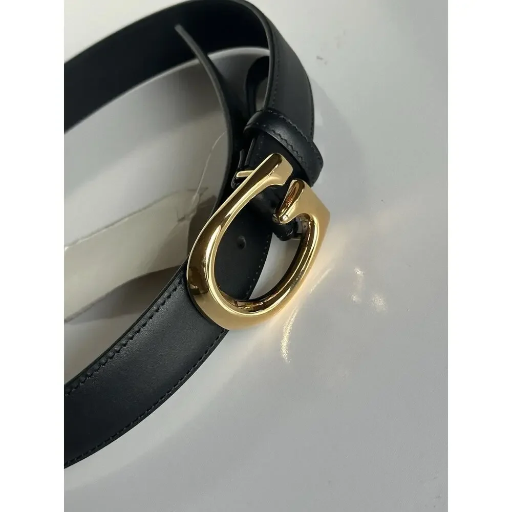 Gucci Selleria G-Buckle Women's Leather Belt Black 75/30 IT 655566 NWT